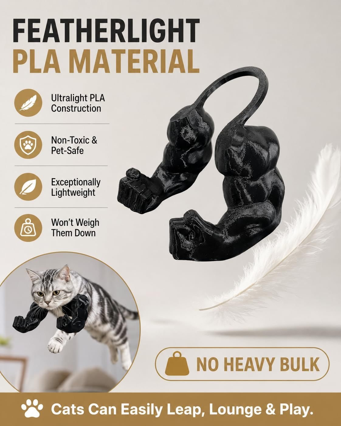 Cat Muscle Arms Hilarious 3D Printed Costume Comfy Pet Shoulder Attachment For Feline Cosplay. Lightweight PLA Toy - Image 4