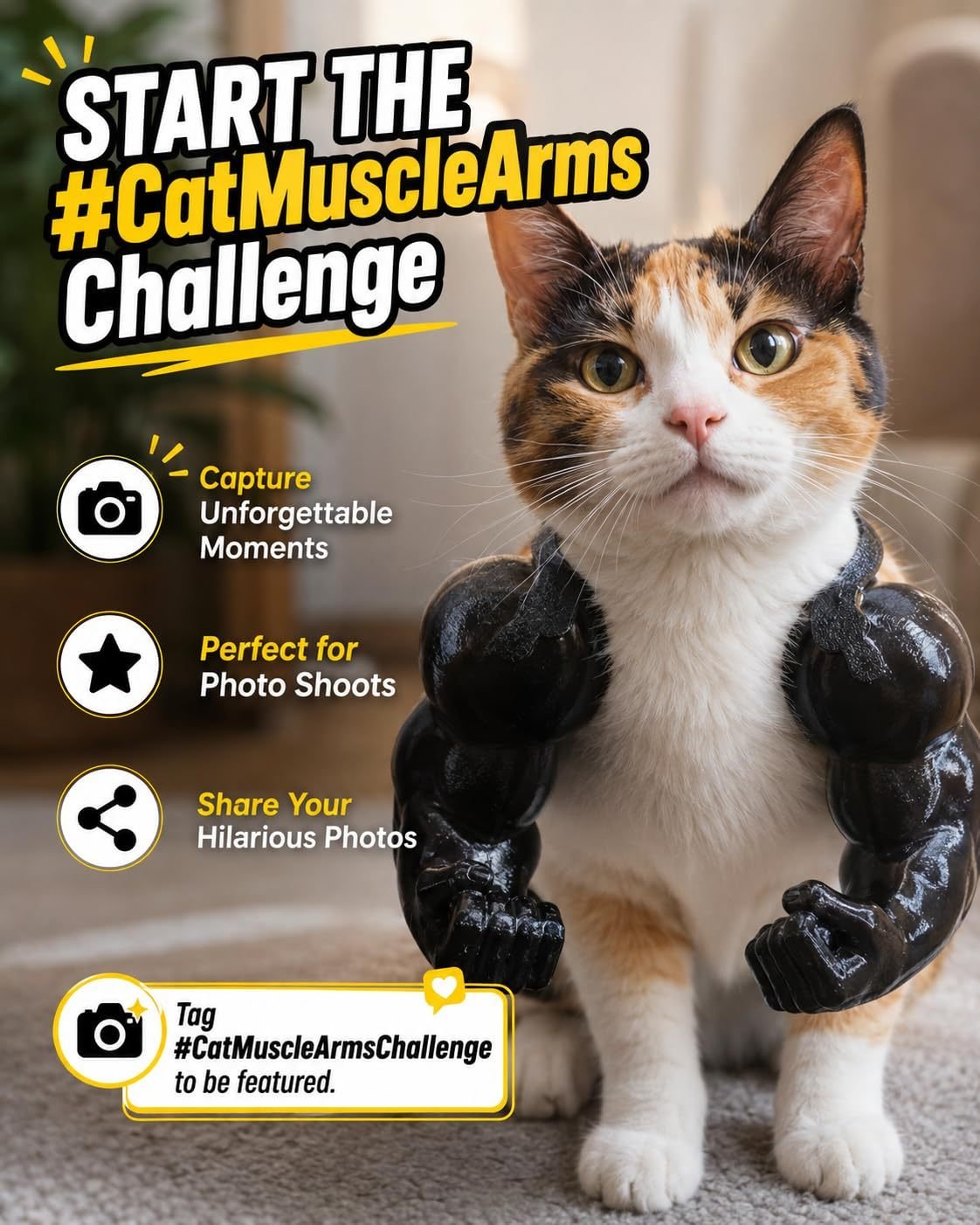 Cat Muscle Arms Hilarious 3D Printed Costume Comfy Pet Shoulder Attachment For Feline Cosplay. Lightweight PLA Toy - Image 2